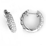 Diamond Pave Hoops 0.93Cts 14Kt White Gold